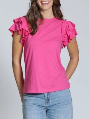 APNY Ruffle Cap Sleeve Tee Women's XL